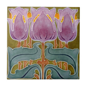 art beautiful pink tulips tiles