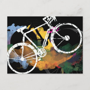 art bicycle digital painting postcard