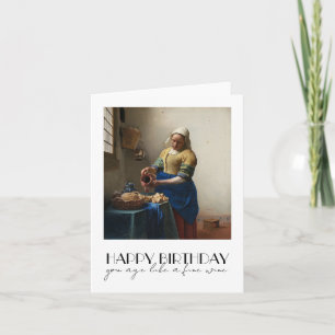 Art birthday card, Vermeer's Milkmaid pouring wine Card