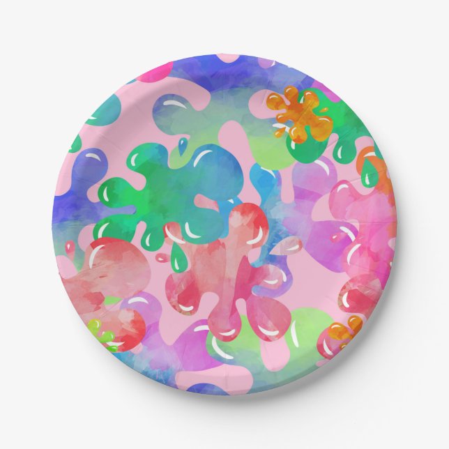 Art Birthday Dress for a Mess Painting  Paper Plate (Front)