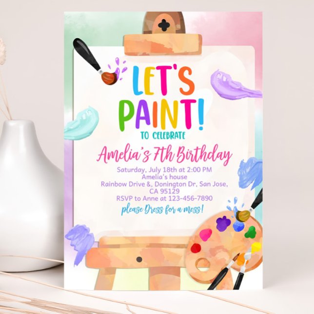 Art Birthday Invitation Painting Party Girl Bday (Creator Uploaded)