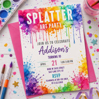 Art Birthday Invite, Paint Birthday Invitation