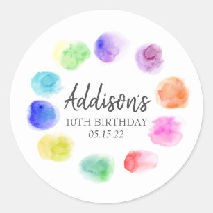 Art Birthday Invite, Paint Birthday Invitation, In Classic Round Sticker