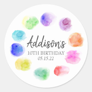 Art Birthday Invite, Paint Birthday Invitation, In Classic Round Sticker