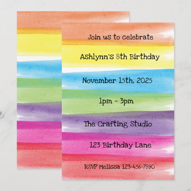 Art Birthday Party Invitation (Front/Back)