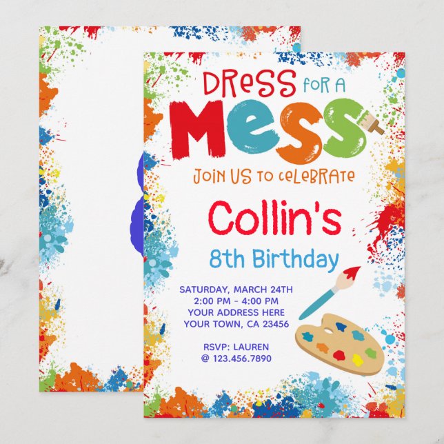 Art Birthday Party Invitation (Front/Back)