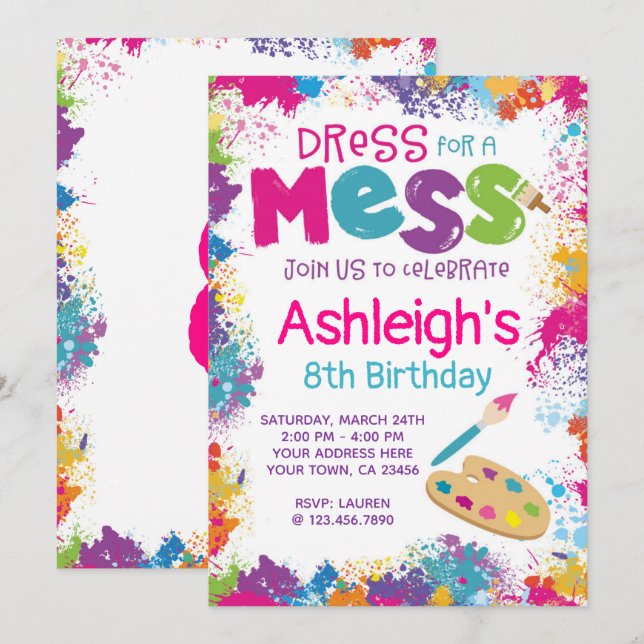 Art Birthday Party Invitation (Front/Back)