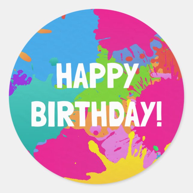 Art Birthday Party - Round 3 inch Sticker (Front)