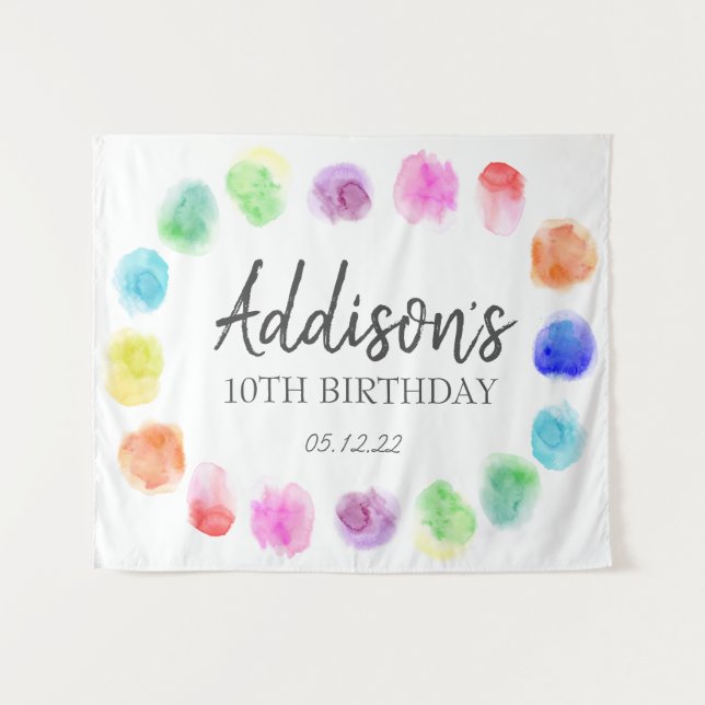 Art Birthday Welcome, Paint Birthday Tapestry  (Front (Horizontal))