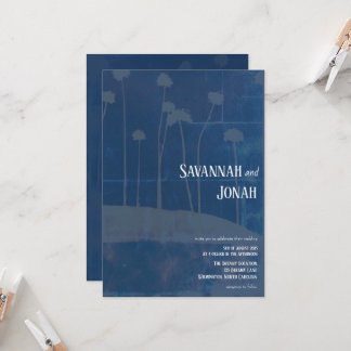 Art Blue Flower Unique Wedding Invitation