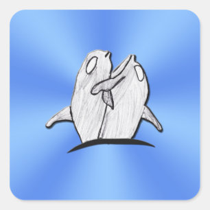 Art by Kids - Dolphins Hugging Stickers Square