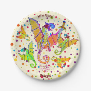 Art by Micheal Dragons Paper Plate