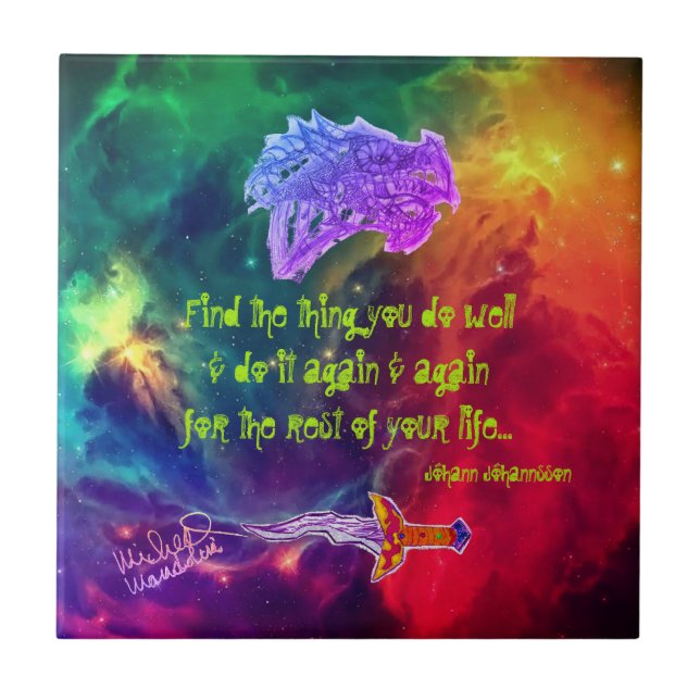Art by Micheal Inspirational Dragon Ceramic Tile (Front)