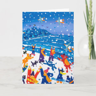 Art Card: Jumping for Snowflakes Holiday Card