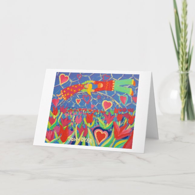 Art Card: Temptation in the Tulips. Valentine's Holiday Card (Front)