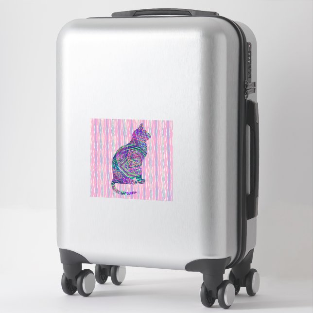 Art Cat Silhouette Vintage Style Sticker (Suitcase)