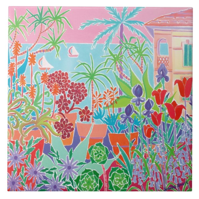 Art Ceramic Tile: Joanne Short, Côte d'Azur Menton Tile (Front)