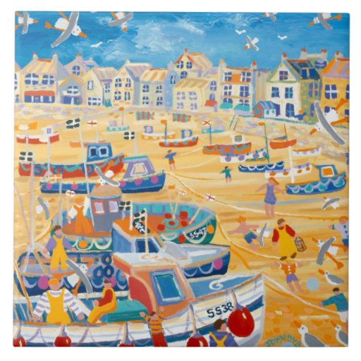 Image of Art Ceramic Tile: John Dyer Boats & Ropes, St Ives Tile