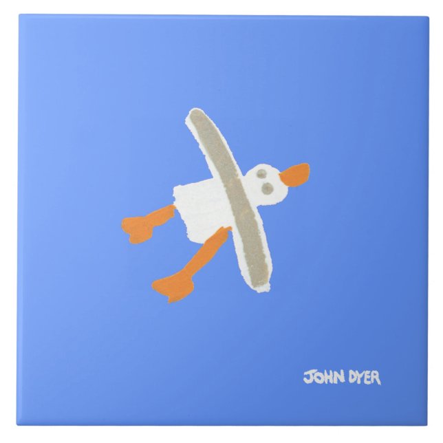 Art Ceramic Tile: John Dyer Flying Seagull Tile (Front)