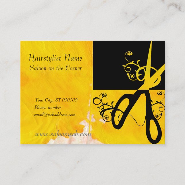 Art Chic Black Gold Magic Hair Stylist Scissors Appointment Card (Front)