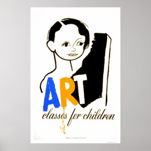 Art Classes Children 1940 WPA Poster