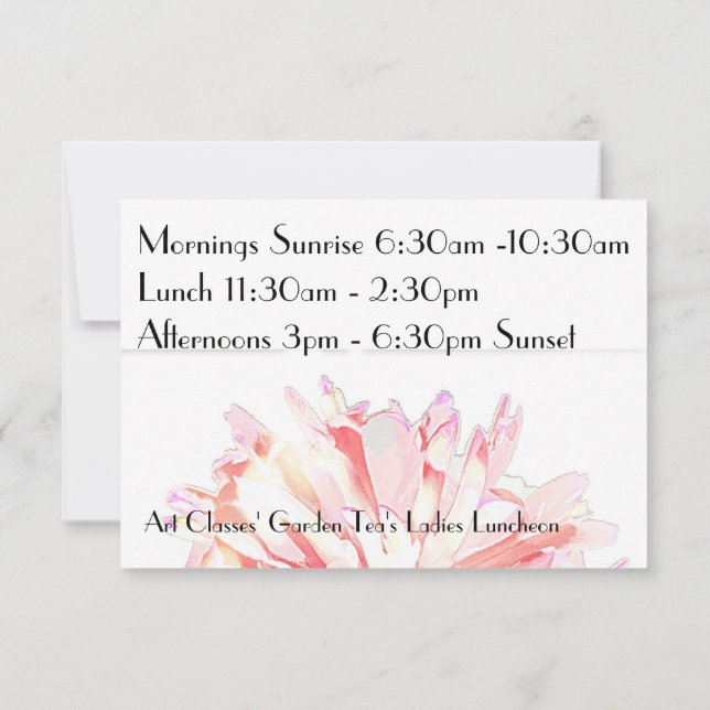Art Classes Ladies Luncheon Garden Tea's Invitatio Invitation (Back)
