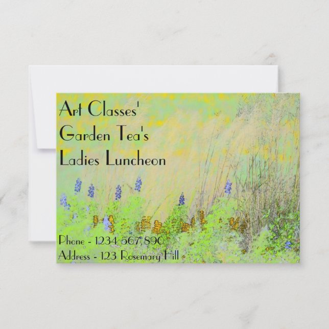 Art Classes Ladies Luncheon Garden Tea's Invitation (Front)