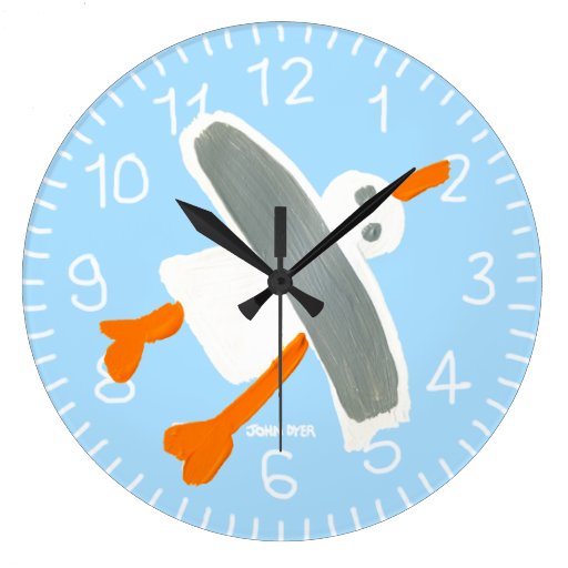 Image of Art Clock: John Dyer Seagull Blue Large Clock