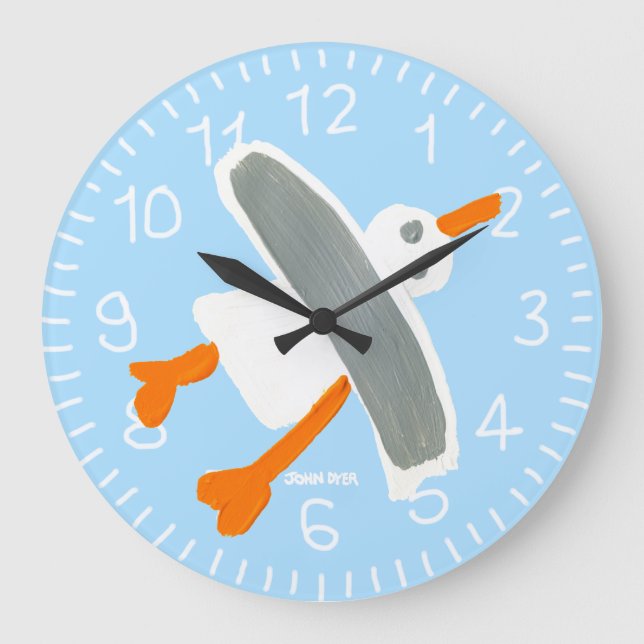 Art Clock: John Dyer Seagull Blue Large Clock (Front)