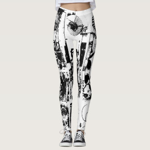 ART COLLAGE black & white + your ideas Leggings