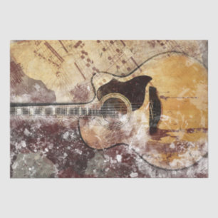 Art Collage Guitar Music 34 15x20  Decoupage Tissue Paper