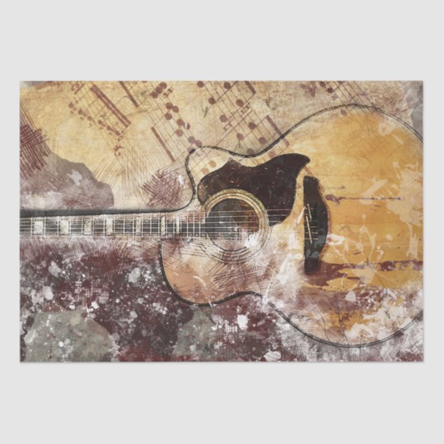 Art Collage Guitar Music 34 15x20  Decoupage Tissue Paper (Front)