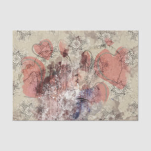 Art Collage Hearts 24 Decoupage Tissue Paper