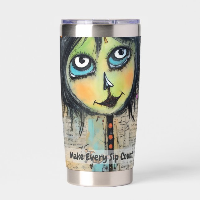 Art collage lady 5 insulated tumbler (Front)