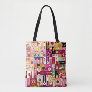 Art collage, musical vintage illustration. Patchwo Tote Bag