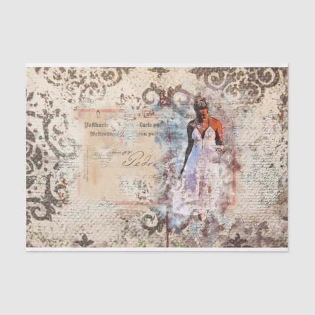 Art Collage Romantic Woman 35 Decoupage  Tissue Paper (Front)