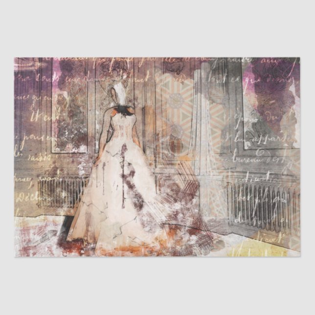 Art Collage Romantic Woman 38 Decoupage Tissue Paper (Front)