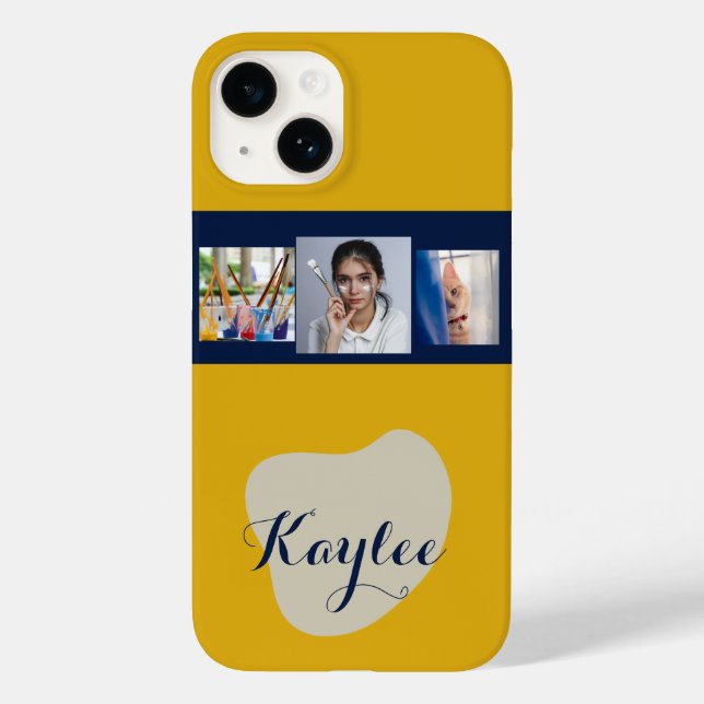 Art Collage Script Monogram iPhone Case (Back)