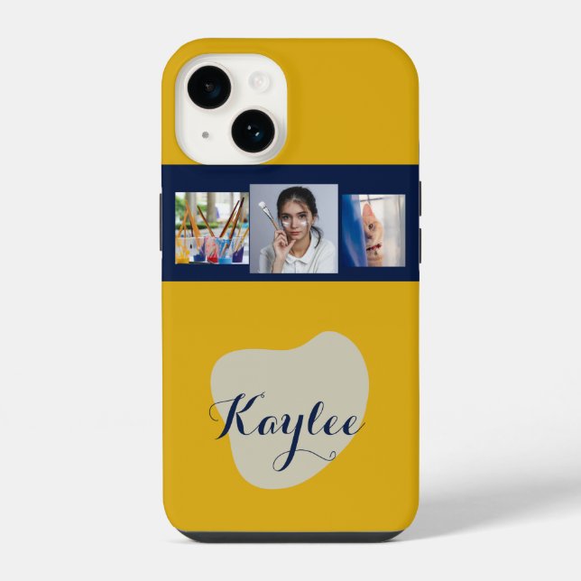Art Collage Script Monogram iPhone Case (Back)