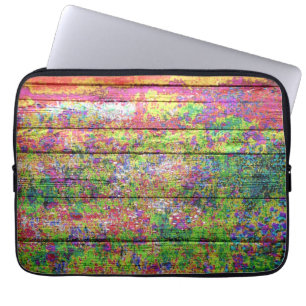Art Color Acrylic Flower Painting on Wood #3 Laptop Sleeve