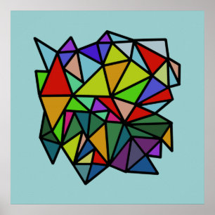 art colorful geometric triangles poster