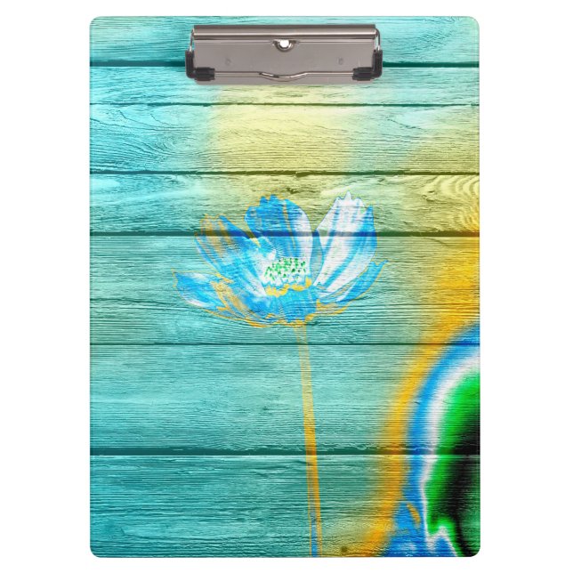 Art Colour Acrylic Flower Painting on Wood Clipboard (Front)