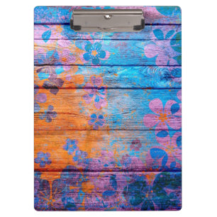 Art Colour Flower Painting on Wood Clipboard
