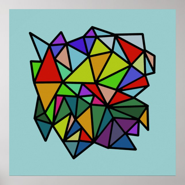 art colourful geometric triangles poster (Front)
