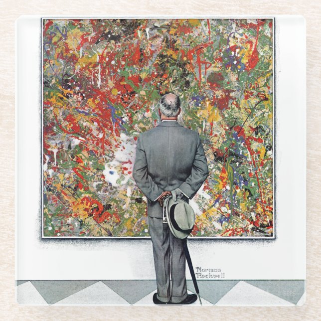 Art Connoisseur by Norman Rockwell Glass Coaster (Front)