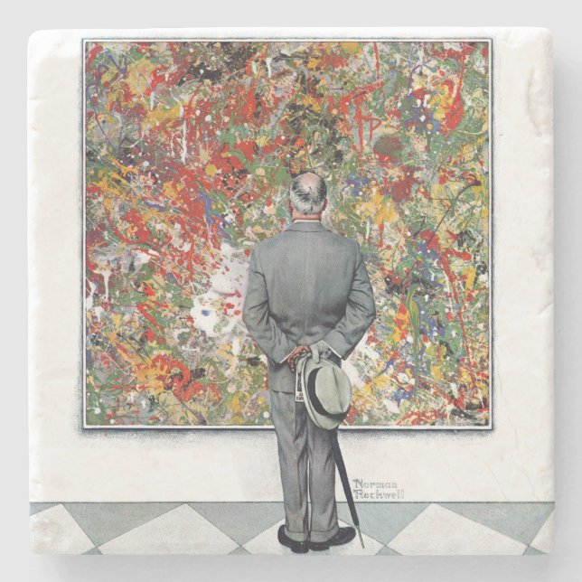 Art Connoisseur by Norman Rockwell Stone Coaster (Front)