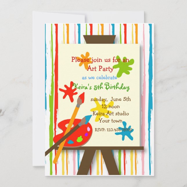 Art Crafts Painting Birthday Party Invitations (Front)