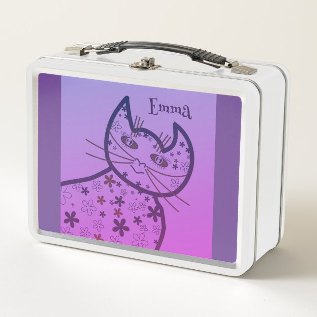Art ,Cute Cat Clipart personalised Metal Lunch Box (Front)