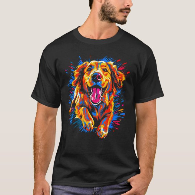 Art Cute Golden Retriever Dog T-Shirt (Front)