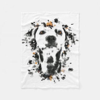 Art Dalmatian Watercolor, Cute Dalmatian Dog Face Fleece Blanket